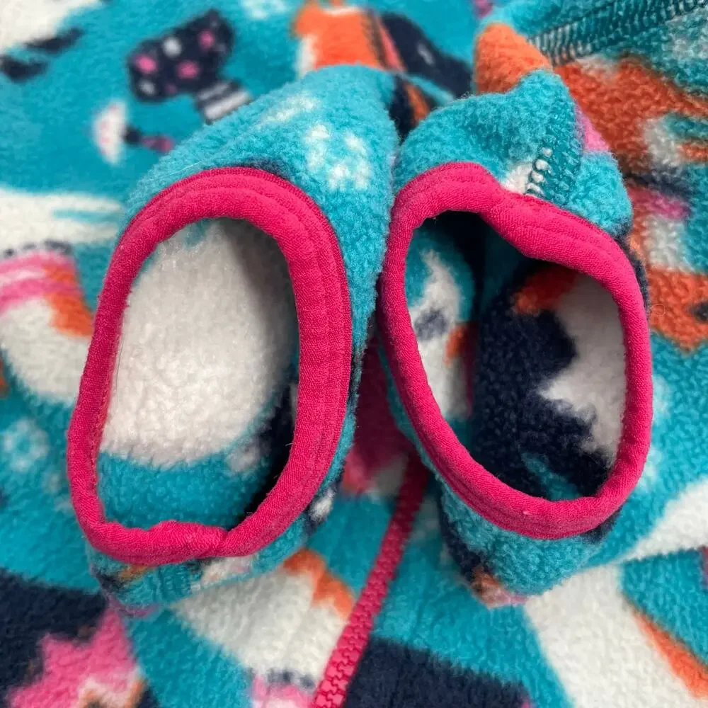 Patagonia Synchilla Fleece Hoodie Jacket Foxes Blue Pink Animal Print Size 4T